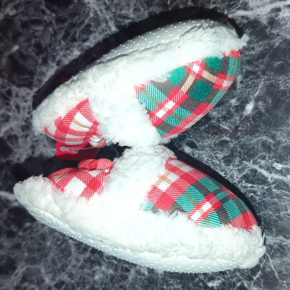 Baby Plaid Scruff Slippers 6-9M - Picture 3 of 11